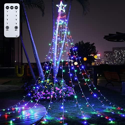 Отворено Божиќ Украси, 344 LED Божиќ Светла со Topper Ѕвезда, 8 Осветлување Режими Тајмер Водоотпорен String Светла за