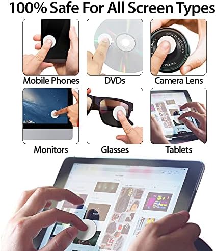 FINCIBO Сет на 4 Парчиња Круг Микрофибер Крпа Налепница со Дизајн за Екрани, паметни телефони, Таблети, iPad, Леќи на Камера,