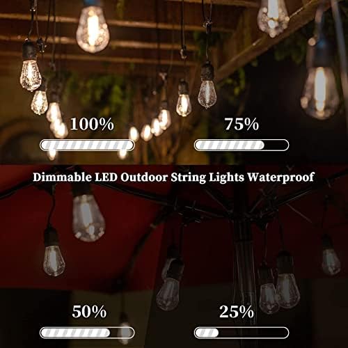 52Ft Dimmable LED Отворено String Светла Водоотпорен, Патио String Светла со 4 Светлината Режими Далечински Dimmer (Вклучена),