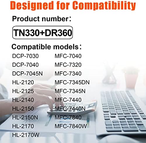 MaxInk TN330 Тонер Кертриџ & DR360 Тапан Единица соодветна Замена за Брат DCP-7030 ХЛ-2120 MFC-7040 Печатач (Црна 4-Pack).