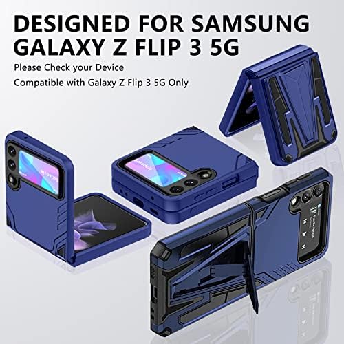 Z Флип 3 5G Случај со Потпирач Воена Одделение Тешки Shockproof Анти-Капка Браник Оклоп Покритие за Samsung Галакси Z Флип
