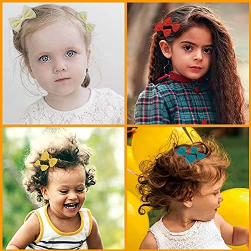 10 Коса Поклон headbands и 10 лак клипови за бебе девојки （двоен на секоја боја） Бебе Grosgrain Лента Headbands Коса Поклон
