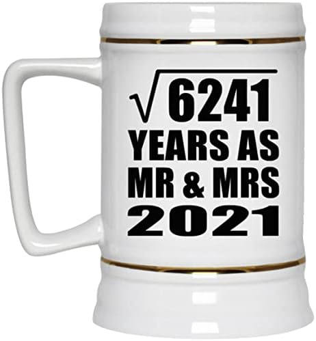 79th Годишнината Квадратен Корен од 6241 Години Како Г-дин & Г-ѓа 2021-22oz Пиво Штајн Керамички Бар Кригла Tankard Drinkware