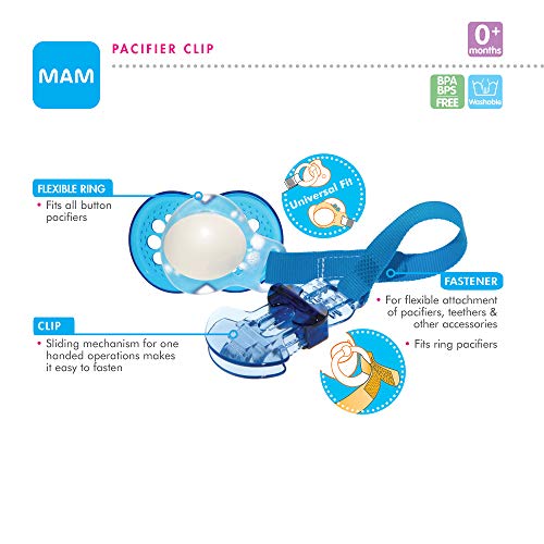 MAM Животинско Дизајн Колекција Pacifier Clip (1-Pack), Клип за Pacifiers со Fastener и Флексибилни Прстен, Бебе Pacifier